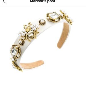 Elegant White and Gold Embellished Headband